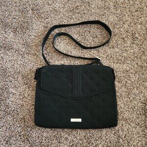 Vera Bradley Glenna Crossbody Bag Quilted Flapbook Messenger Black Purse
